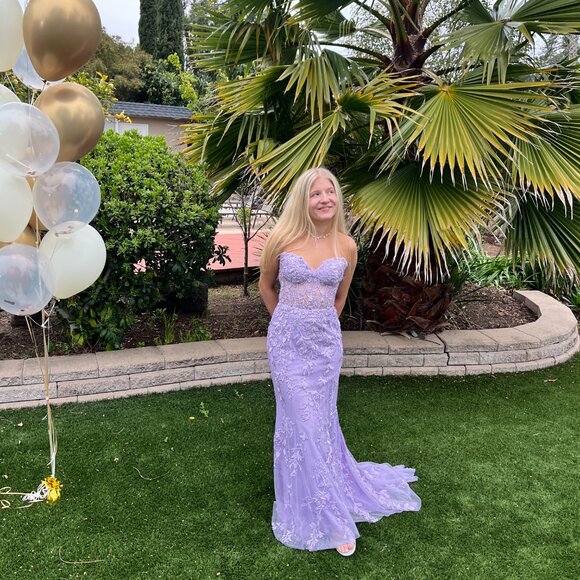 Lilac Strapless Sherri Hill Prom Dress 54227 - Picture 5 of 5